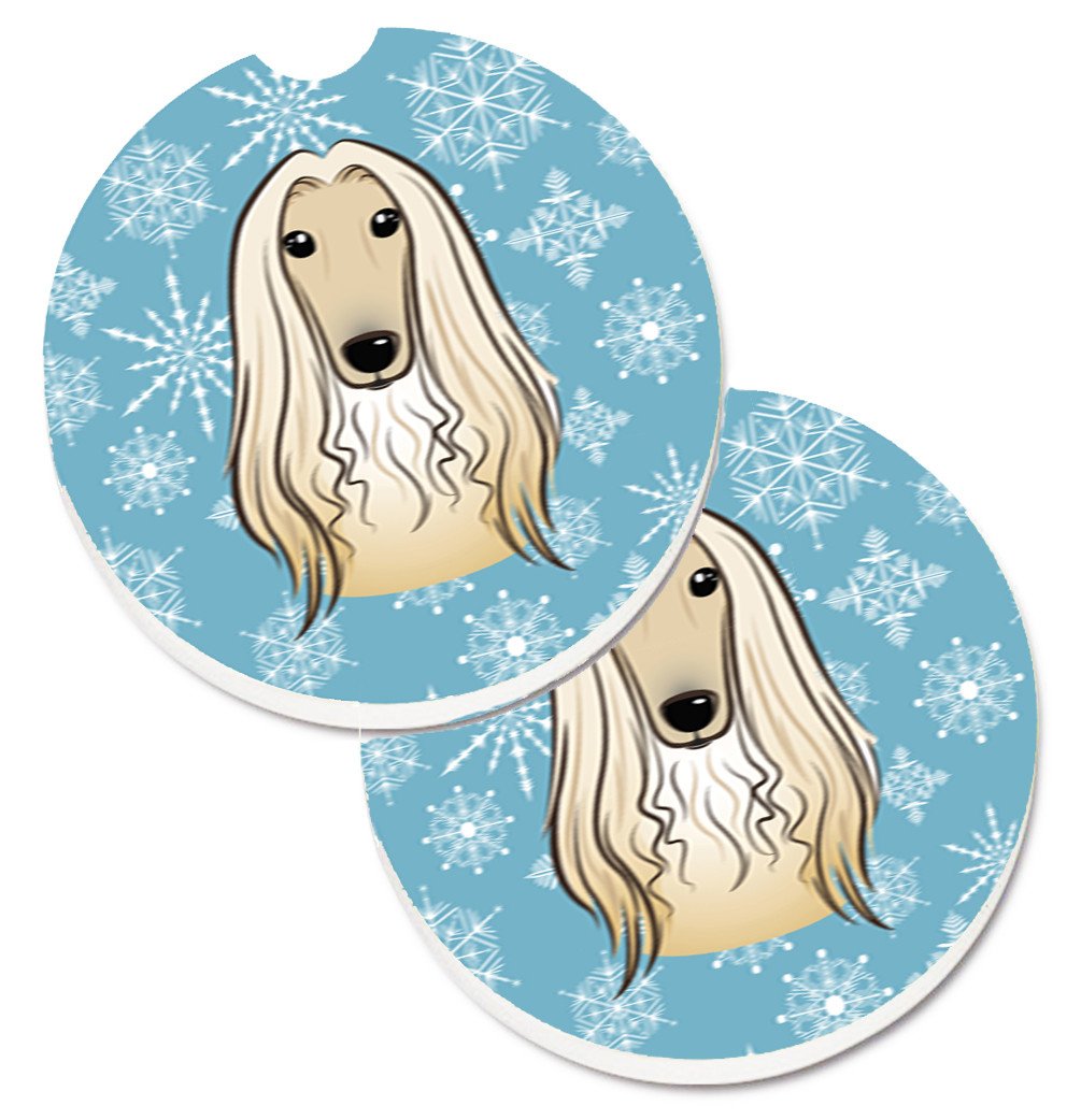 Snowflake Afghan Hound Set of 2 Cup Holder Car Coasters BB1678CARC by Caroline's Treasures