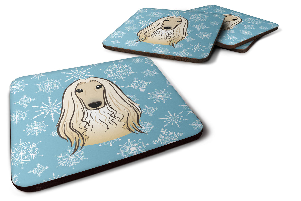 Set of 4 Snowflake Afghan Hound Foam Coasters BB1678FC - the-store.com