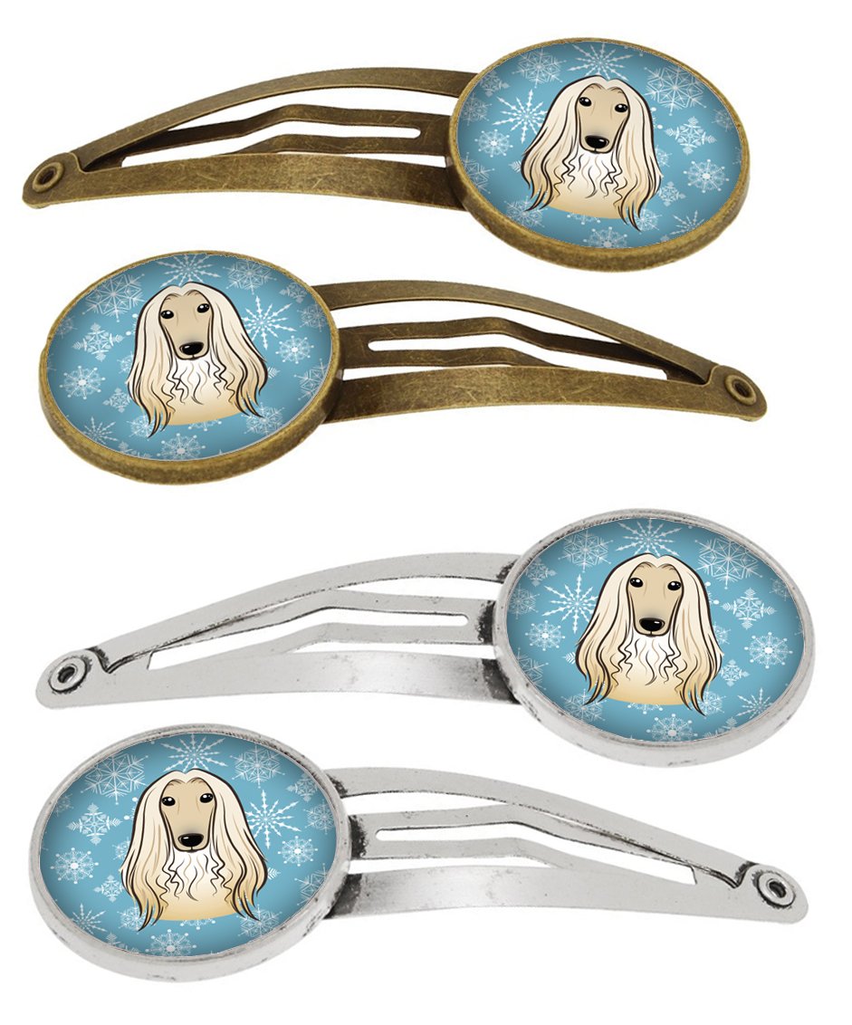 Snowflake Afghan Hound Set of 4 Barrettes Hair Clips BB1678HCS4 by Caroline's Treasures