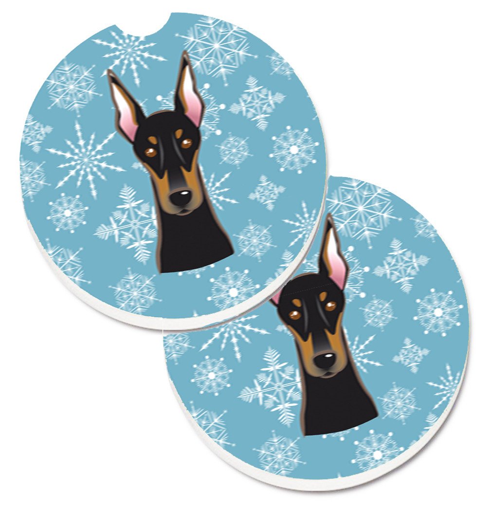 Snowflake Doberman Set of 2 Cup Holder Car Coasters BB1679CARC by Caroline&#39;s Treasures