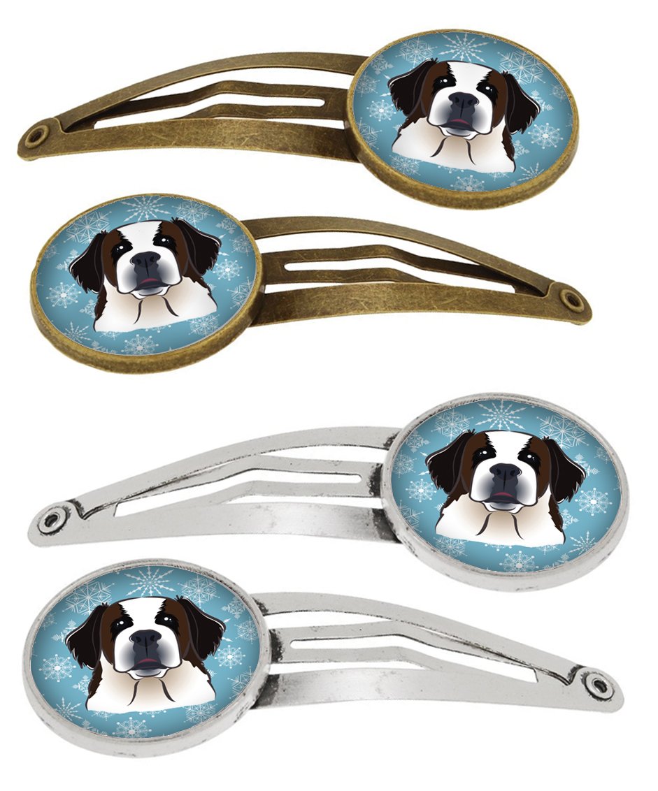 Snowflake Saint Bernard Set of 4 Barrettes Hair Clips BB1680HCS4 by Caroline's Treasures