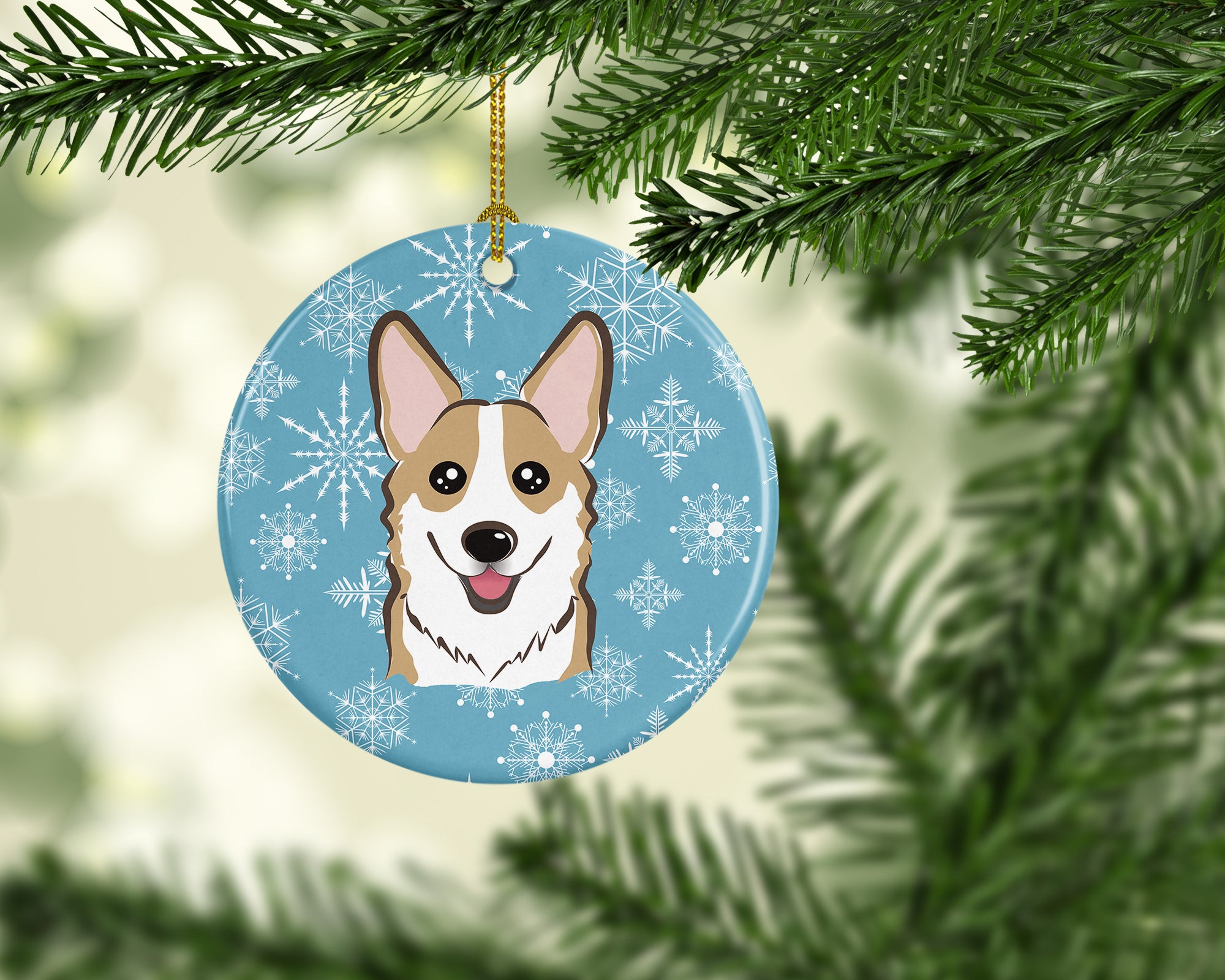 Snowflake Sable Corgi Ceramic Ornament BB1687CO1 - the-store.com