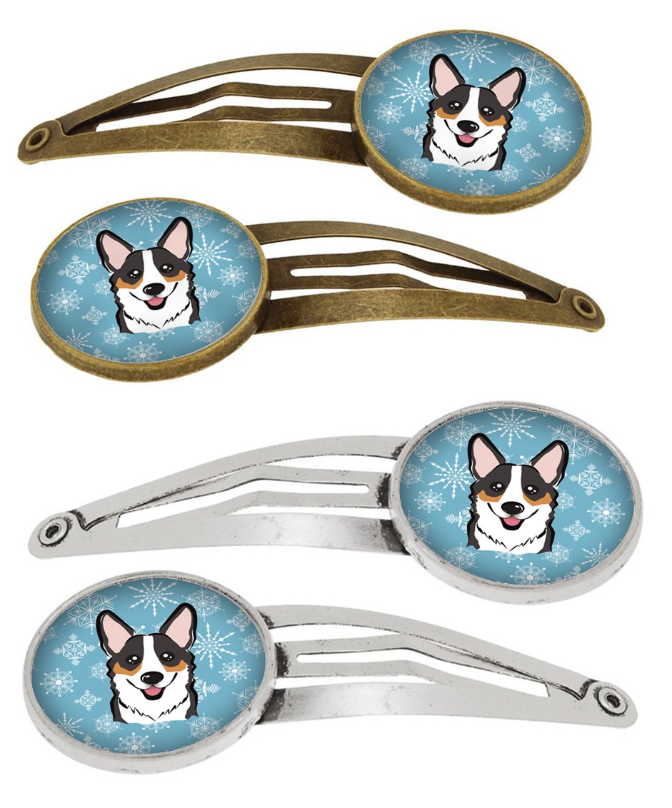 Snowflake Tricolor Corgi Set of 4 Barrettes Hair Clips BB1689HCS4 by Caroline&#39;s Treasures