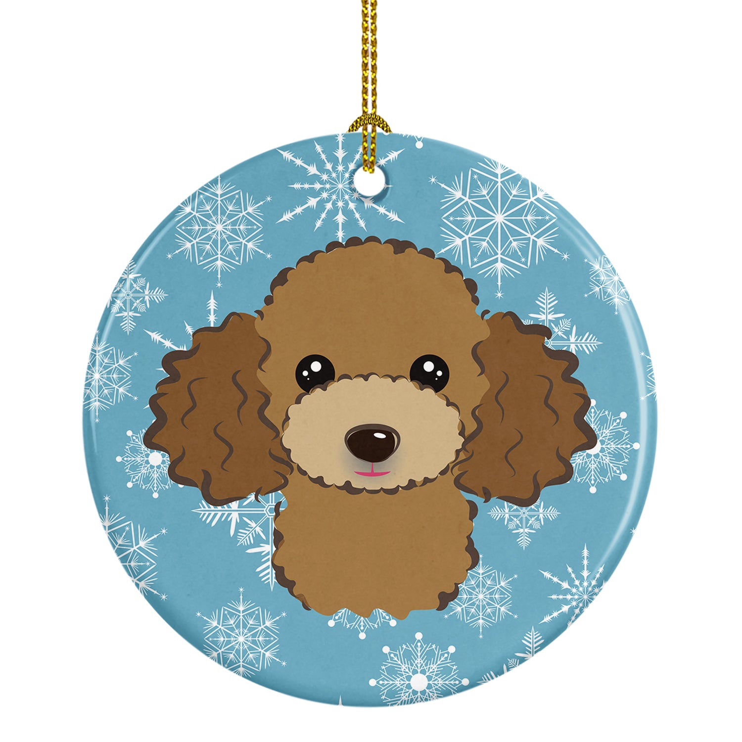 Snowflake Chocolate Brown Poodle Ceramic Ornament BB1690CO1 - the-store.com