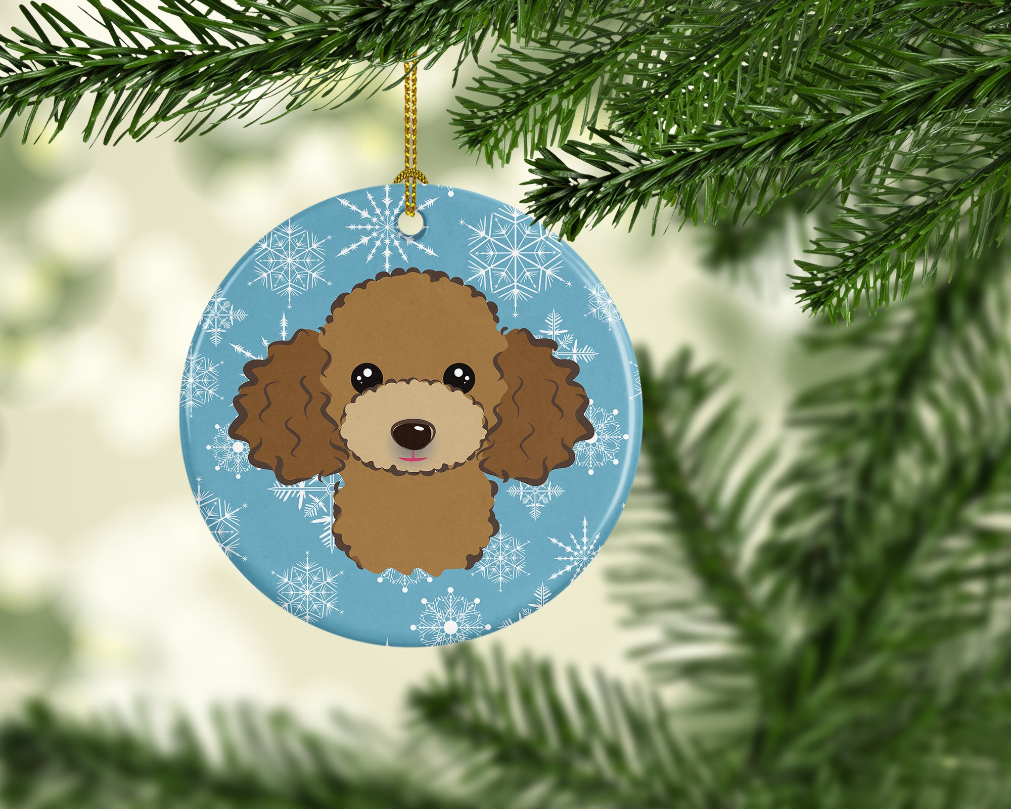 Snowflake Chocolate Brown Poodle Ceramic Ornament BB1690CO1 - the-store.com