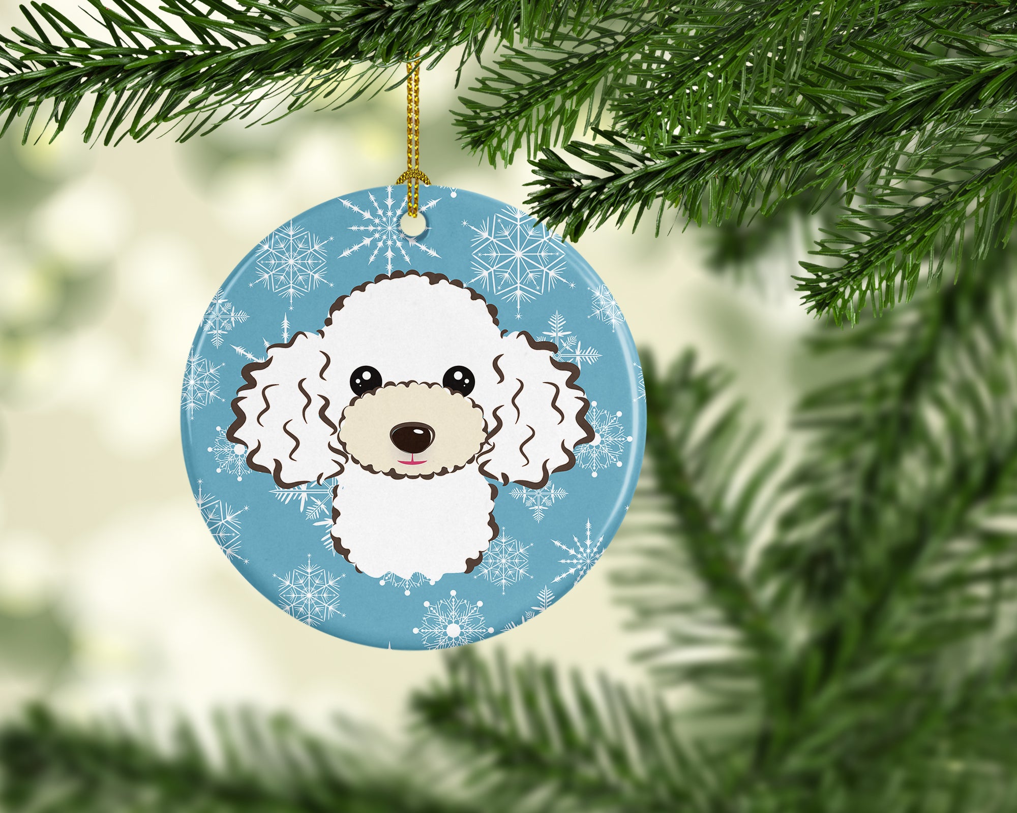 Snowflake White Poodle Ceramic Ornament BB1691CO1 - the-store.com