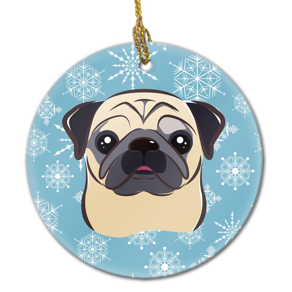 Snowflake Fawn Pug Ceramic Ornament BB1696CO1 by Caroline&#39;s Treasures