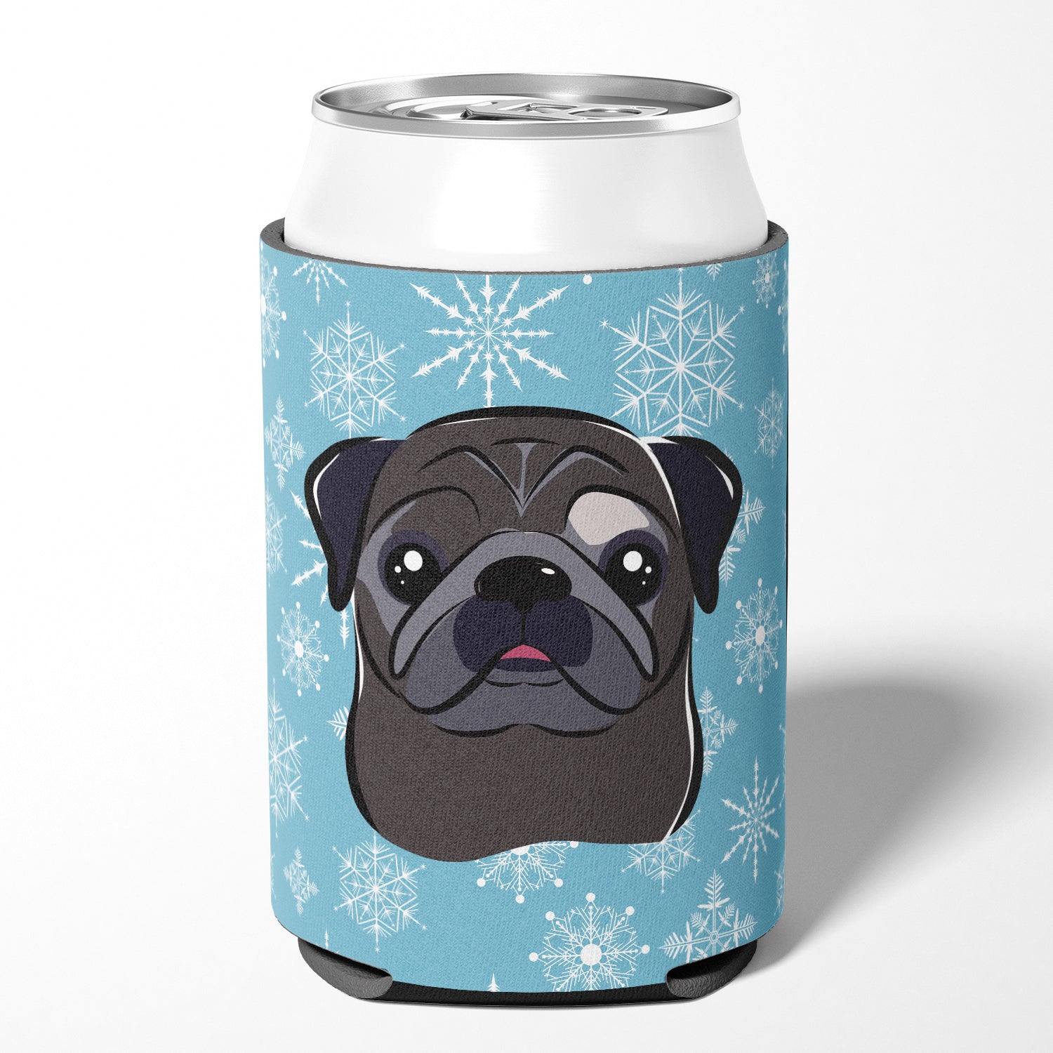 Snowflake Black Pug Can or Bottle Hugger BB1697CC.