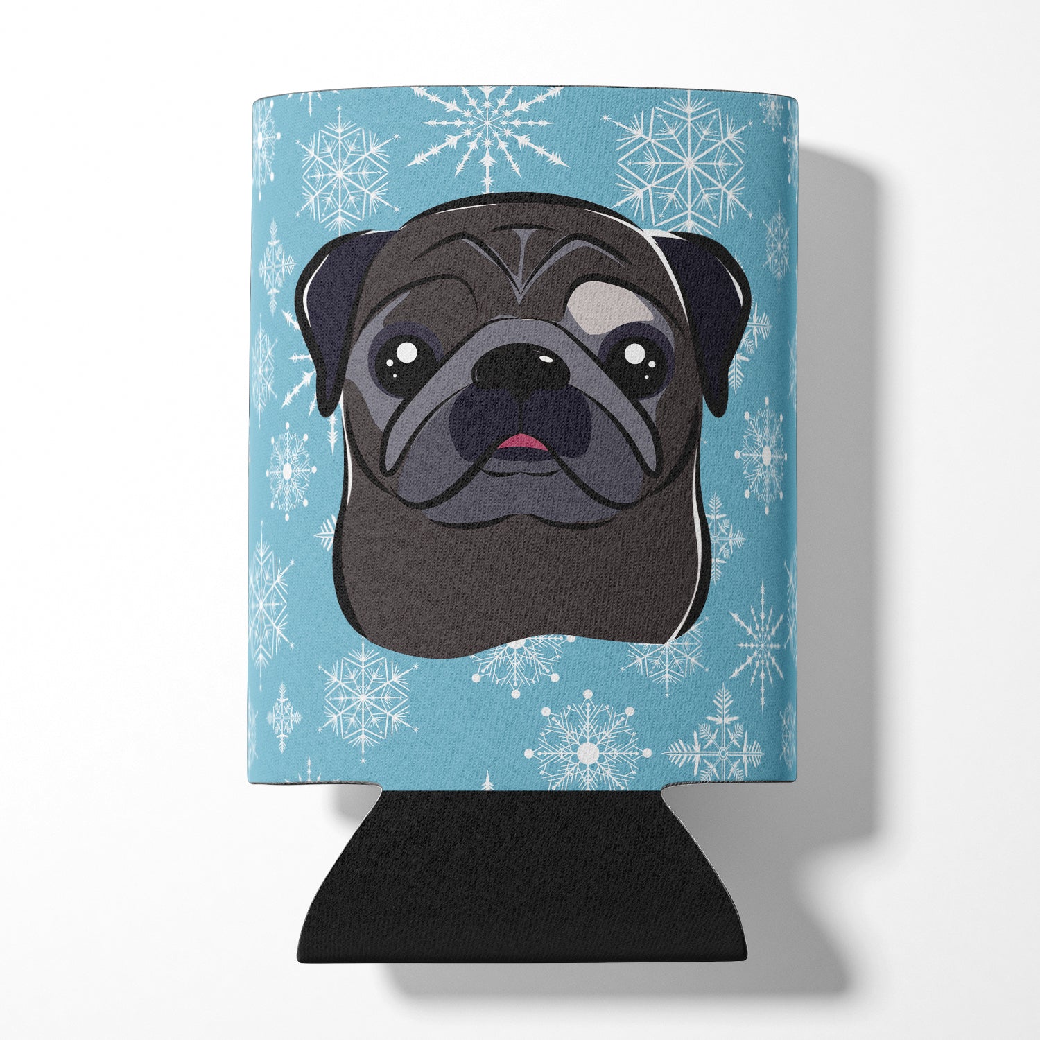 Snowflake Black Pug Can or Bottle Hugger BB1697CC.