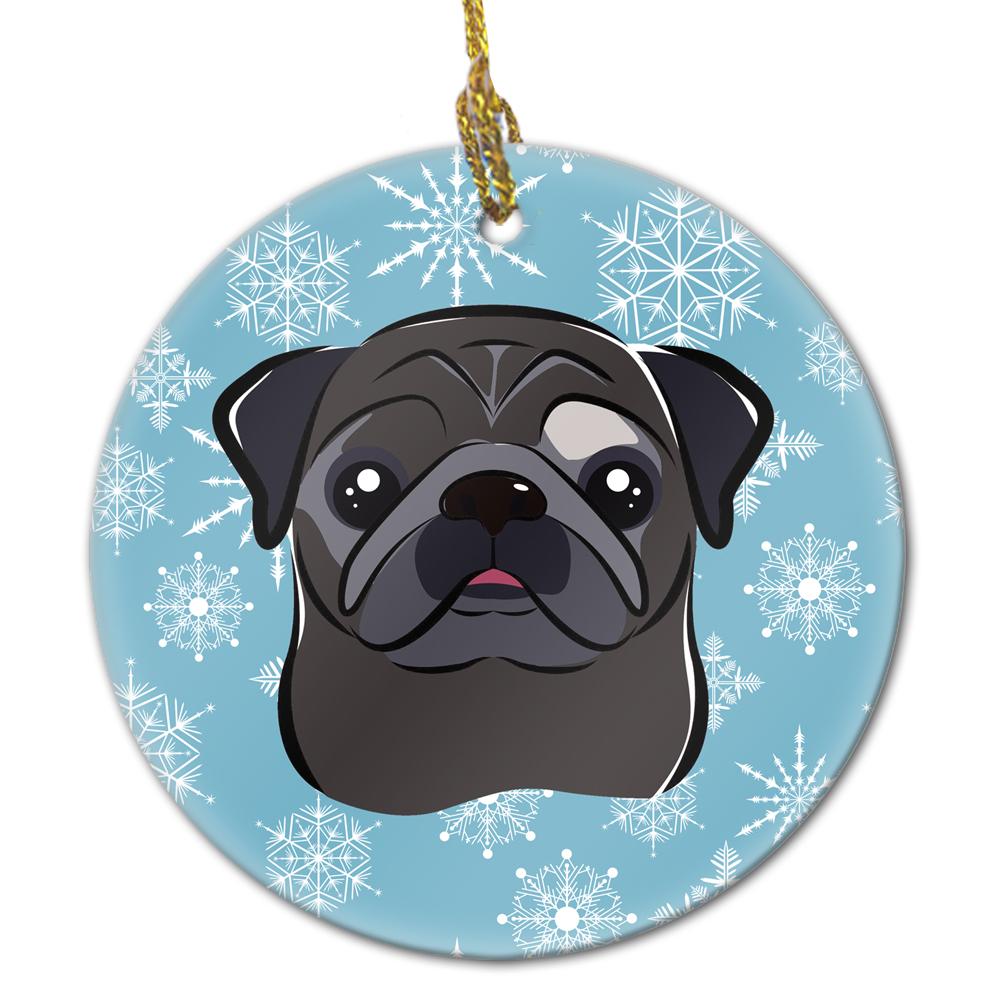 Snowflake Black Pug Ceramic Ornament BB1697CO1 by Caroline&#39;s Treasures