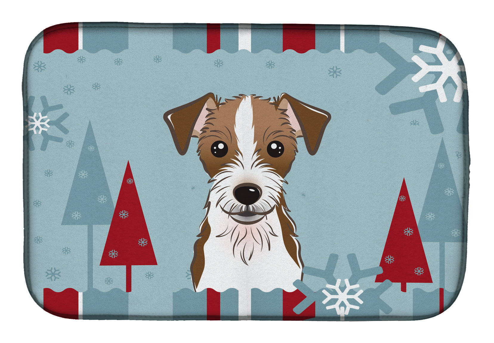 Winter Holiday Jack Russell Terrier Dish Drying Mat BB1698DDM  the-store.com.