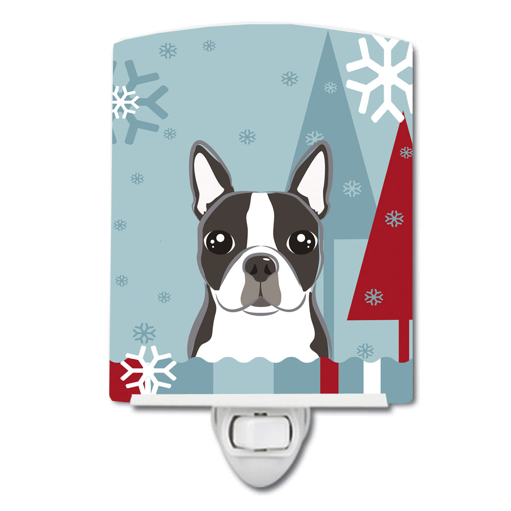 Winter Holiday Boston Terrier Ceramic Night Light BB1699CNL - the-store.com