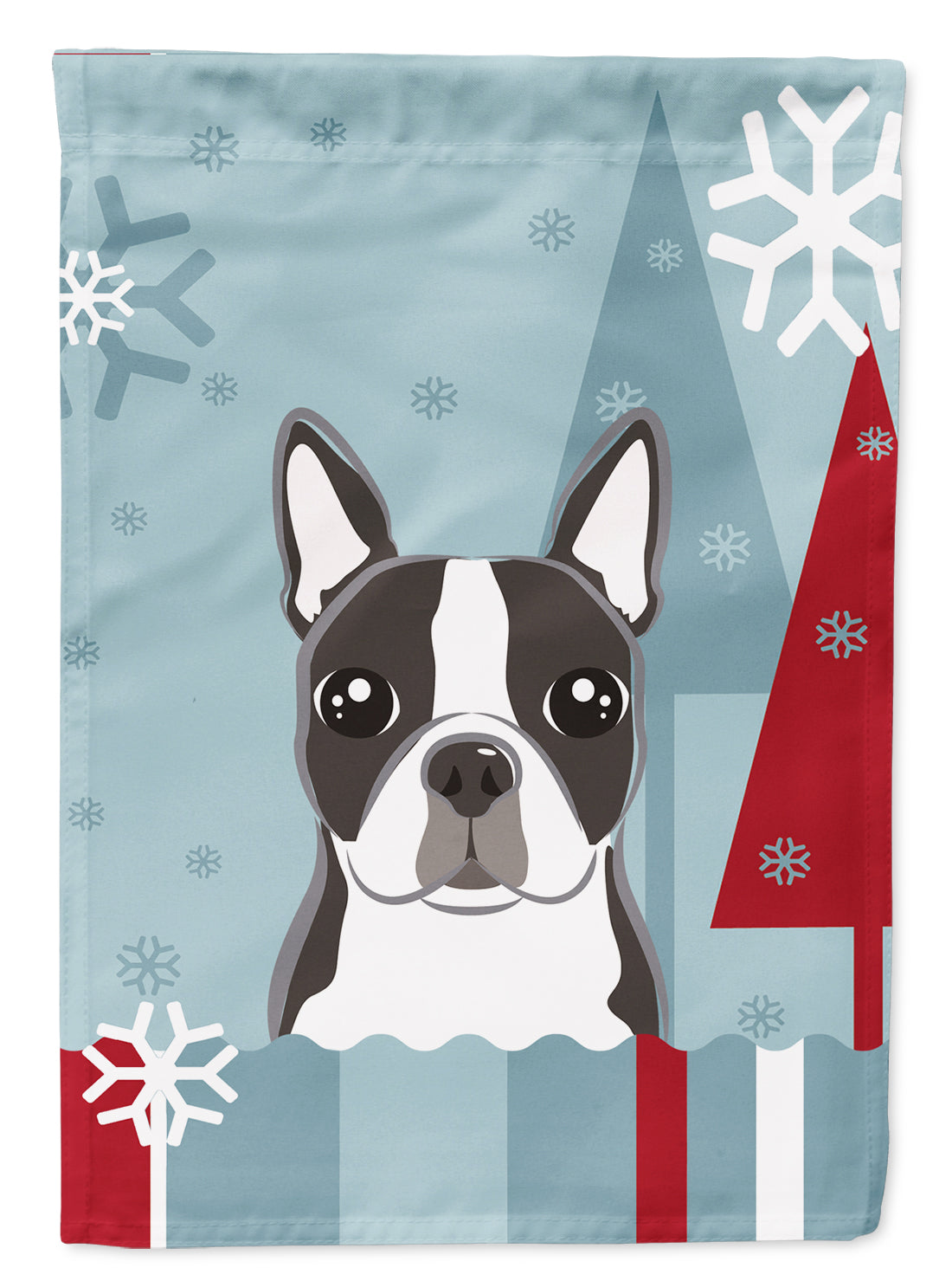 Winter Holiday Boston Terrier Flag Garden Size BB1699GF.