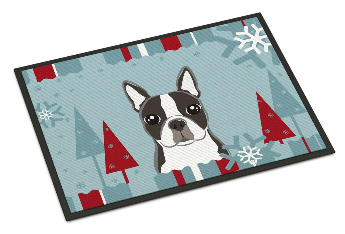 Winter Holiday Boston Terrier Indoor or Outdoor Mat 24x36 BB1699JMAT - the-store.com