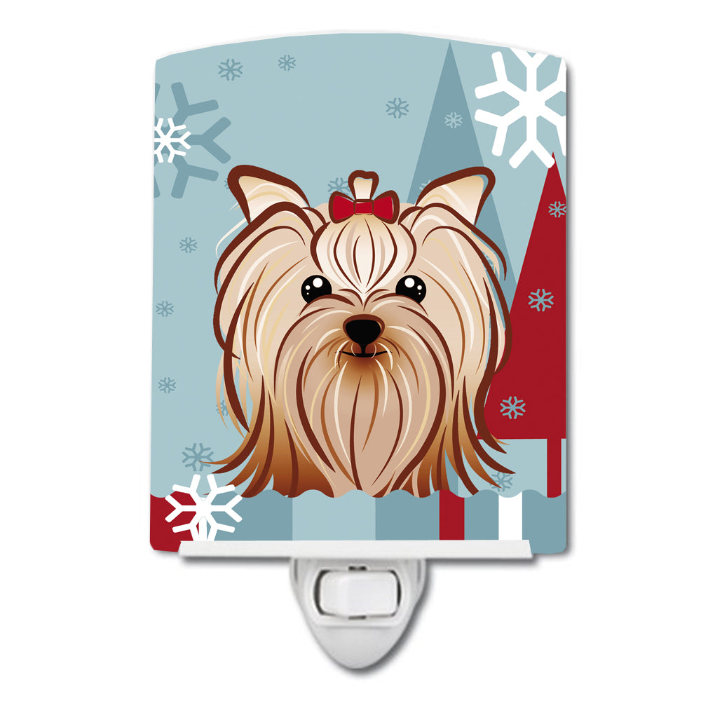 Winter Holiday Yorkie Yorkishire Terrier Ceramic Night Light BB1700CNL - the-store.com