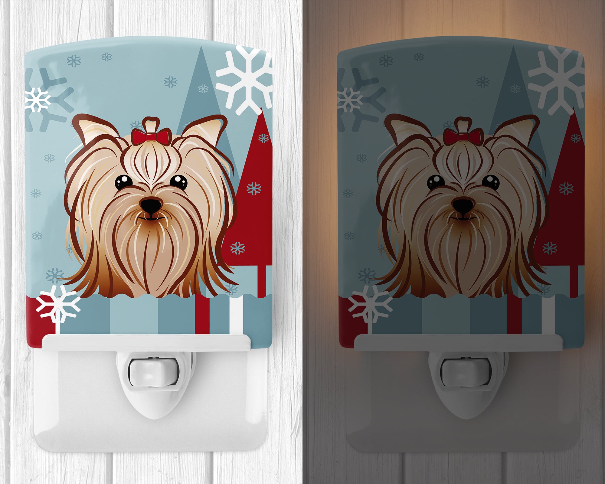 Winter Holiday Yorkie Yorkishire Terrier Ceramic Night Light BB1700CNL - the-store.com