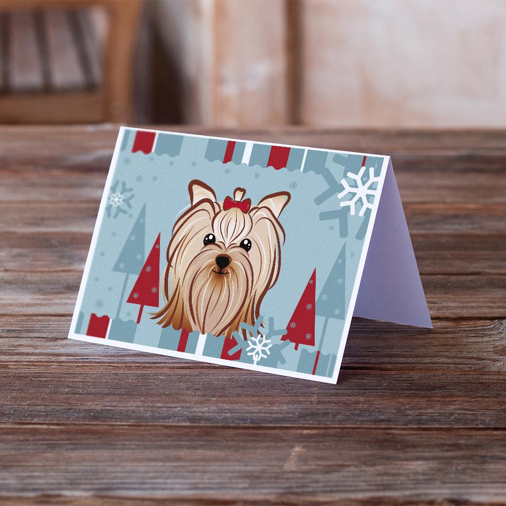 Winter Holiday Yorkie Yorkishire Terrier Greeting Cards and Envelopes Pack of 8 - the-store.com