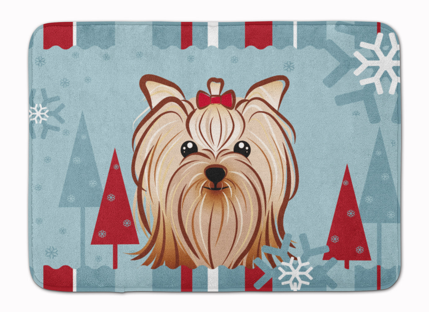 Winter Holiday Yorkie Yorkishire Terrier Machine Washable Memory Foam Mat BB1700RUG - the-store.com