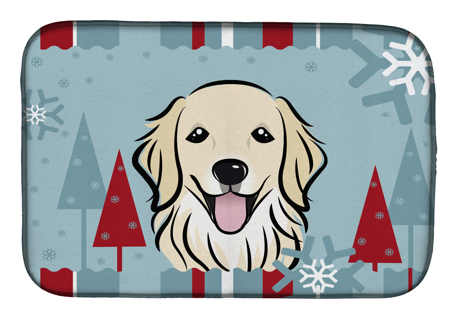 Winter Holiday Golden Retriever Dish Drying Mat BB1701DDM  the-store.com.