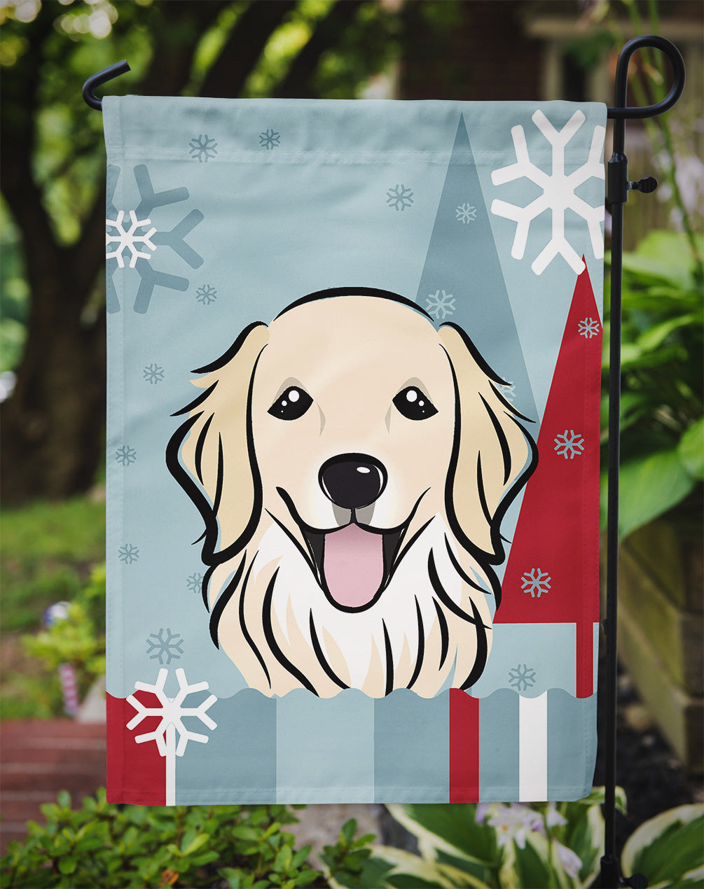 Winter Holiday Golden Retriever Flag Garden Size BB1701GF.