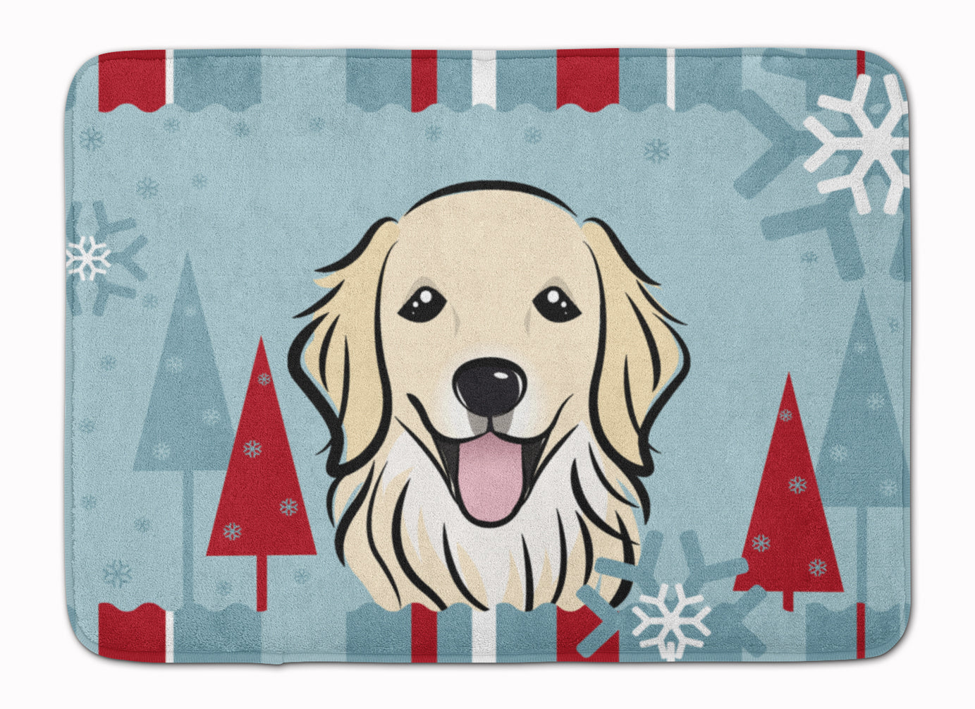 Winter Holiday Golden Retriever Machine Washable Memory Foam Mat BB1701RUG - the-store.com