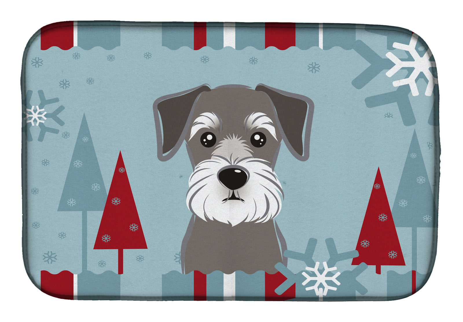 Winter Holiday Schnauzer Dish Drying Mat BB1702DDM  the-store.com.