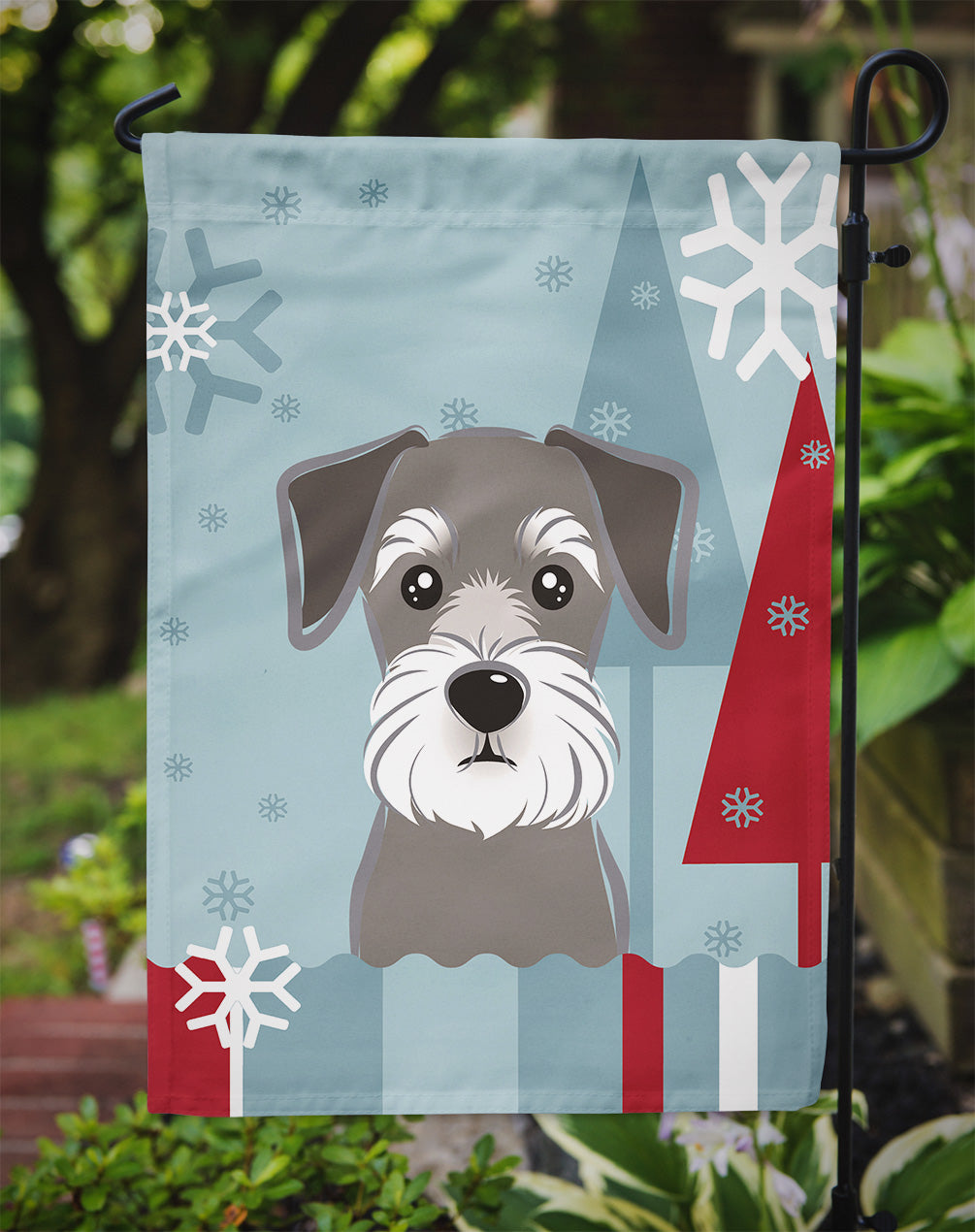 Winter Holiday Schnauzer Flag Garden Size BB1702GF.