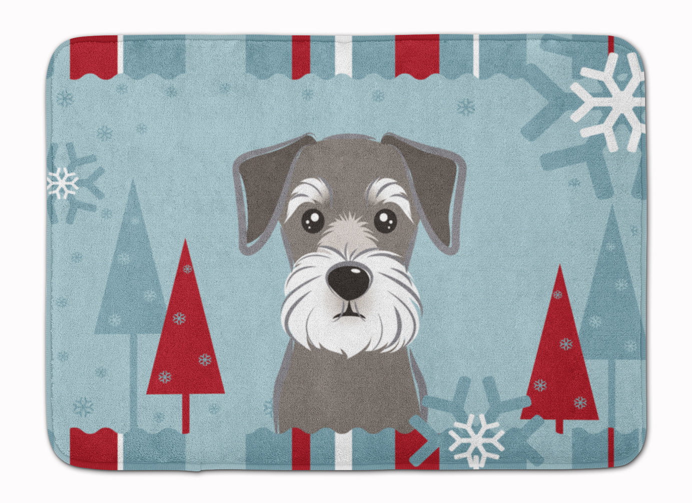 Winter Holiday Schnauzer Machine Washable Memory Foam Mat BB1702RUG - the-store.com