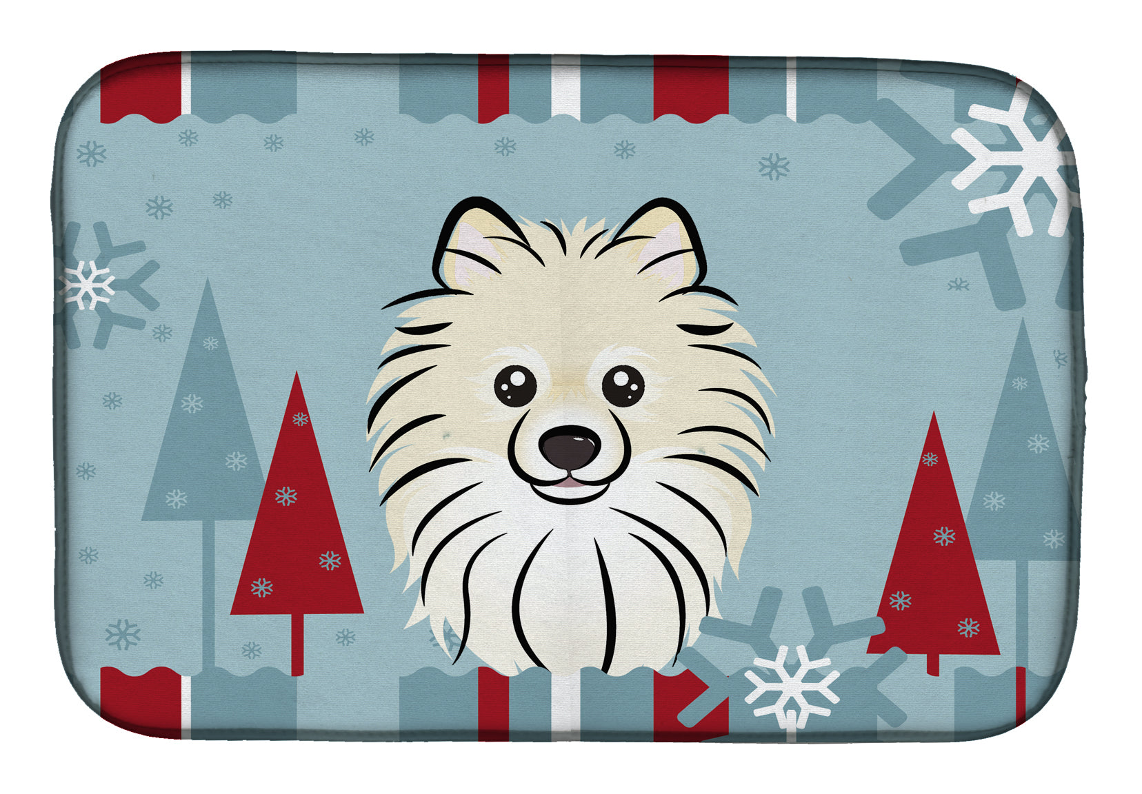 Winter Holiday Pomeranian Dish Drying Mat BB1703DDM  the-store.com.