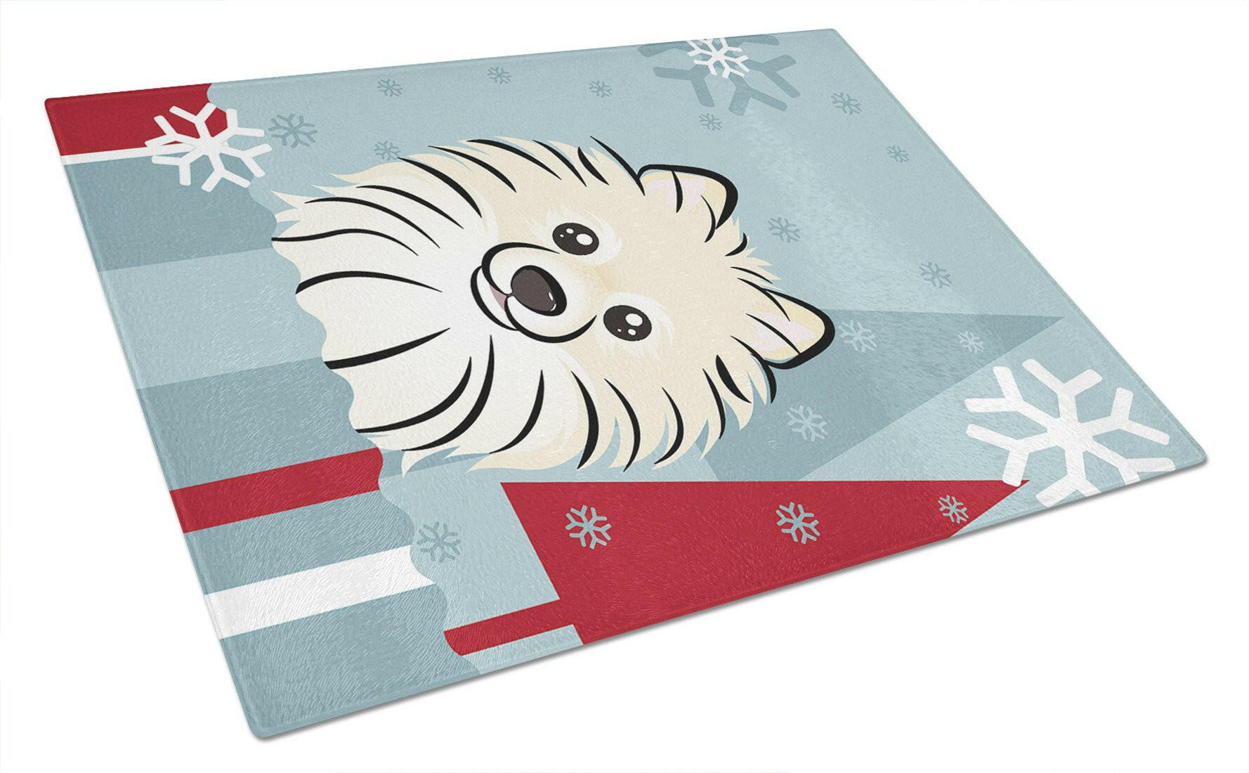 Winter Holiday Pomeranian Glass Cutting Board Large BB1703LCB by Caroline's Treasures