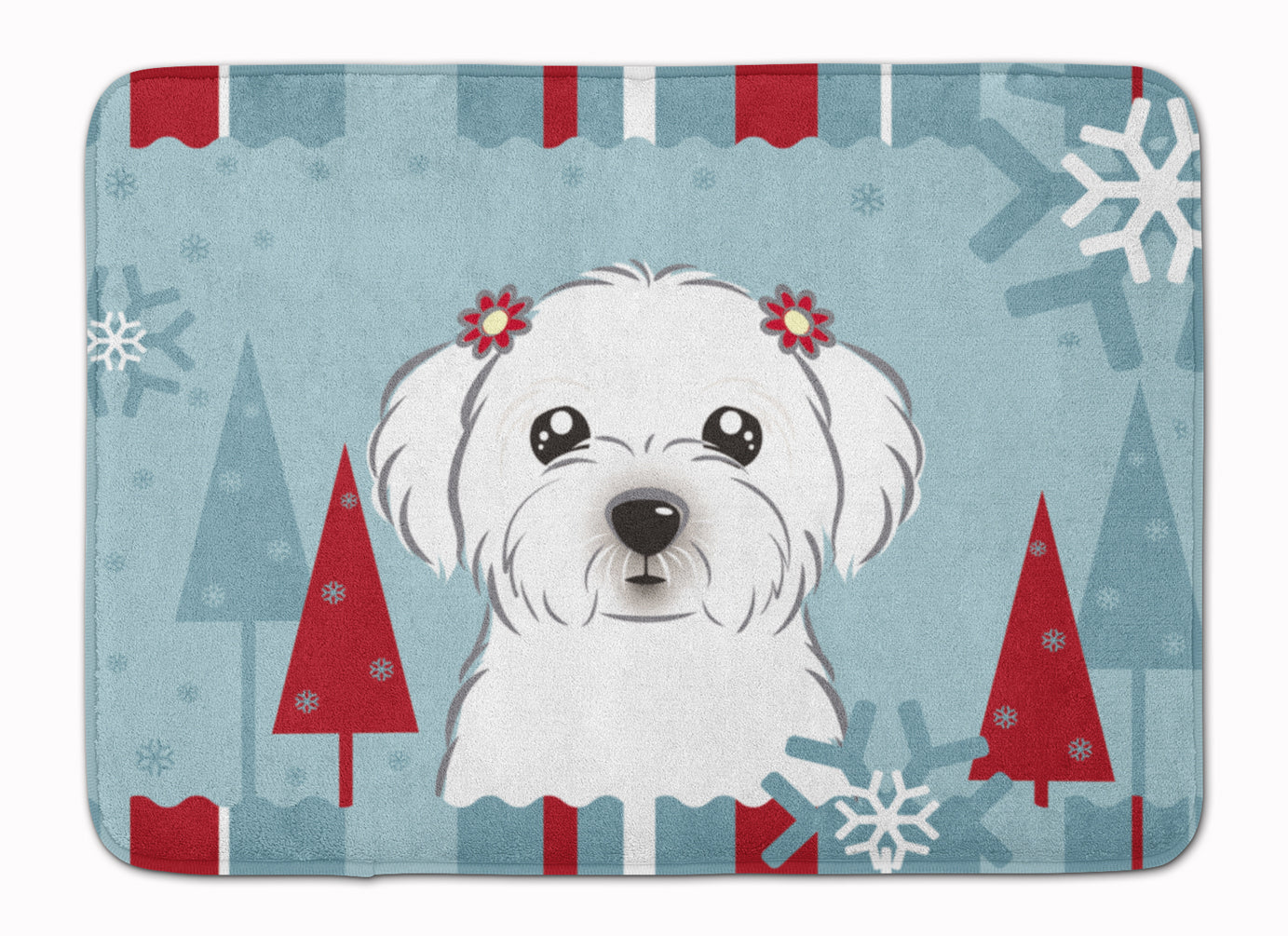 Winter Holiday Maltese Machine Washable Memory Foam Mat BB1704RUG - the-store.com