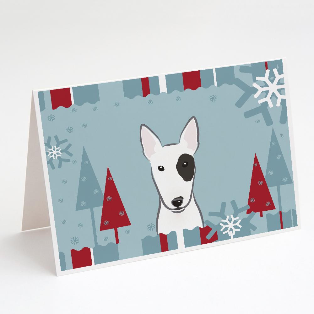 Buy this Winter Holiday Bull Terrier Greeting Cards and Envelopes Pack of 8