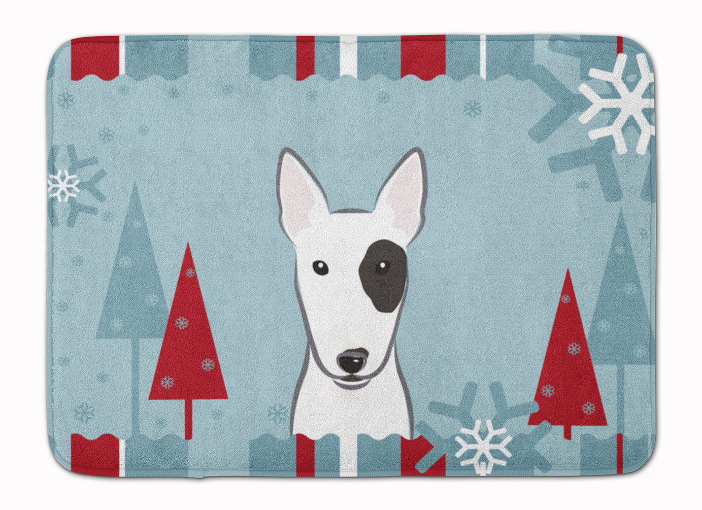 Winter Holiday Bull Terrier Machine Washable Memory Foam Mat BB1705RUG - the-store.com