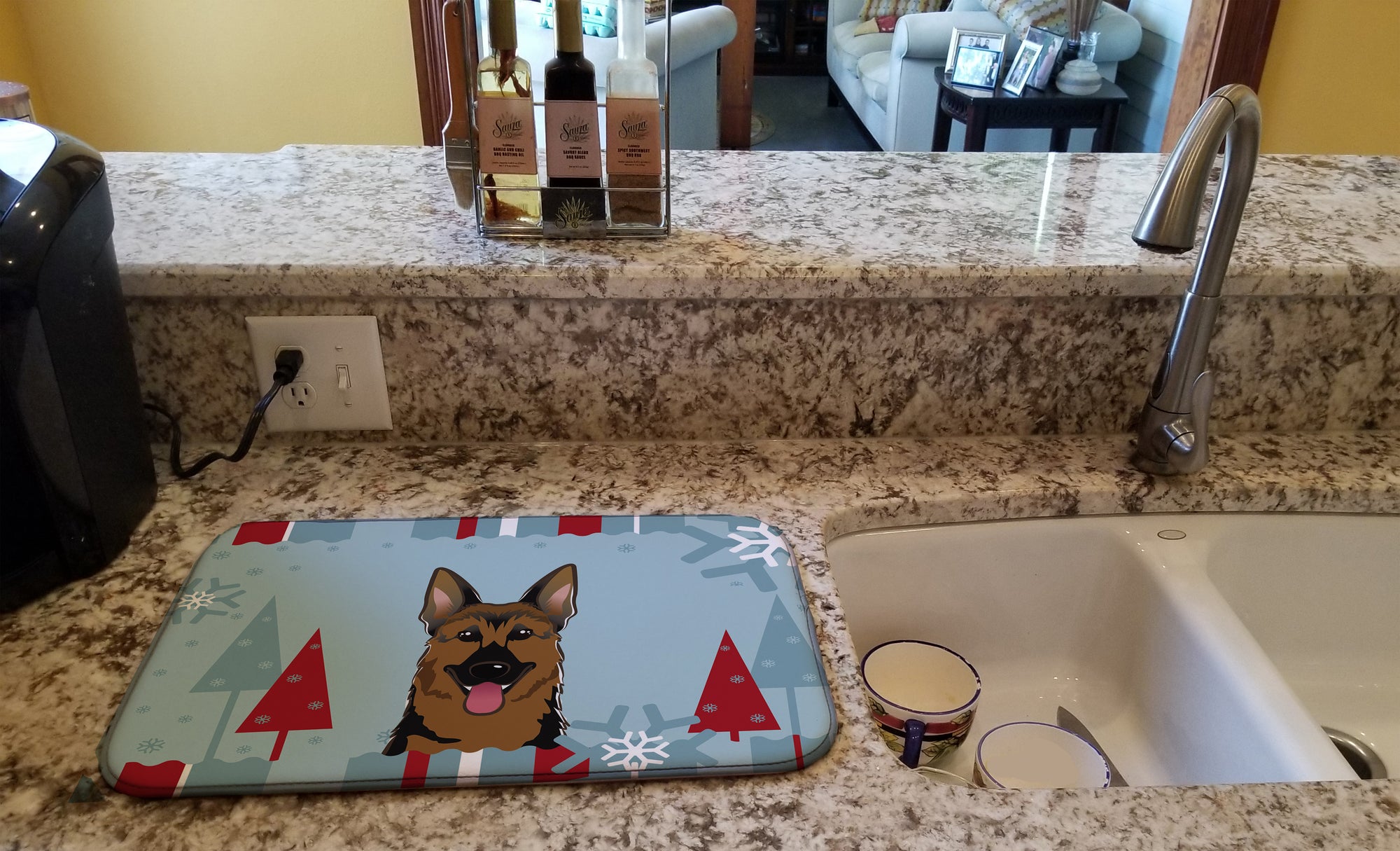 Winter Holiday German Shepherd Dish Drying Mat BB1707DDM  the-store.com.