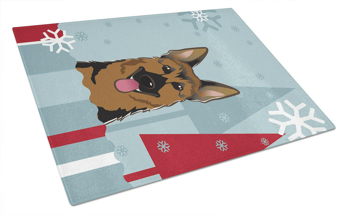 Winter Holiday German Shepherd Glass Cutting Board Large BB1707LCB by Caroline&#39;s Treasures