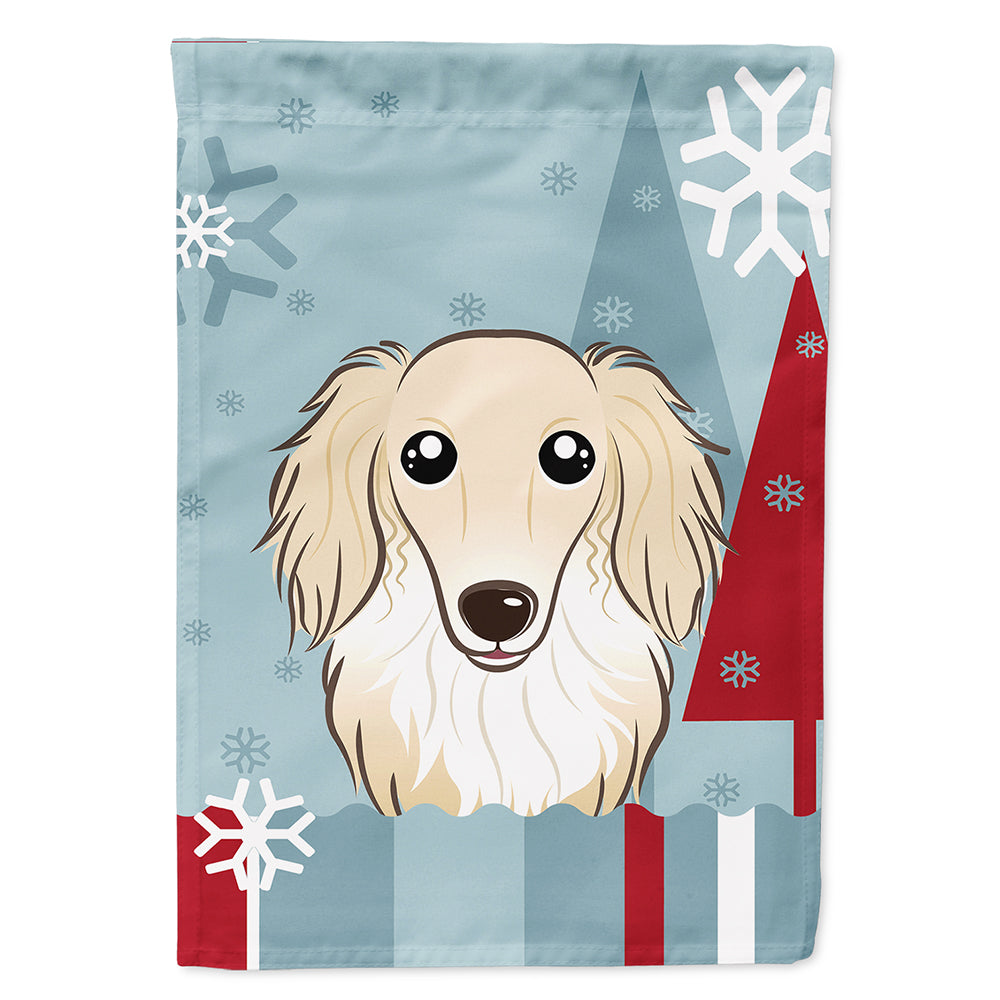 Winter Holiday Longhair Creme Dachshund Flag Canvas House Size BB1708CHF  the-store.com.