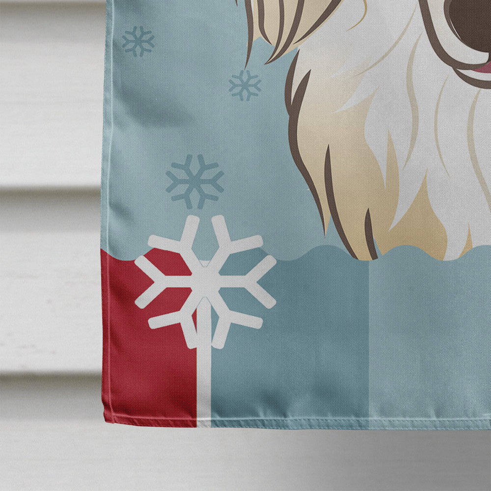 Winter Holiday Longhair Creme Dachshund Flag Canvas House Size BB1708CHF  the-store.com.