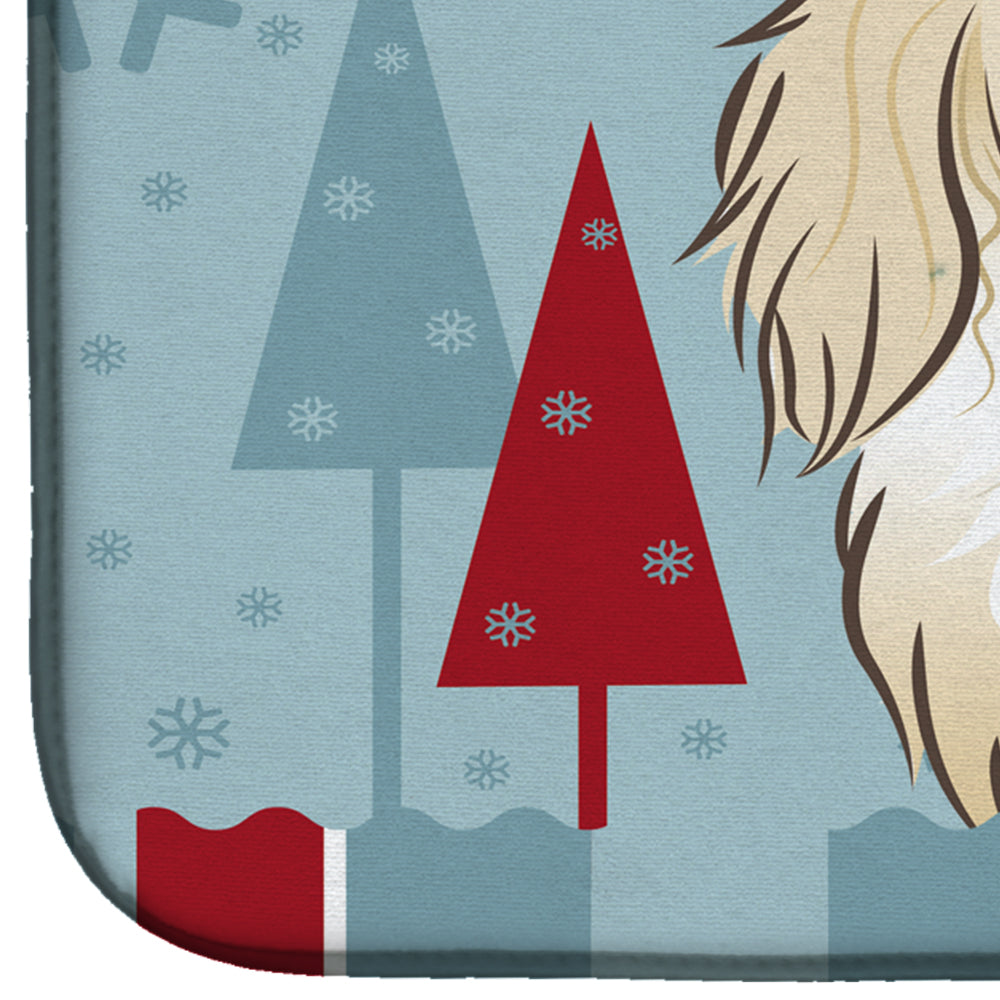 Winter Holiday Longhair Creme Dachshund Dish Drying Mat BB1708DDM  the-store.com.