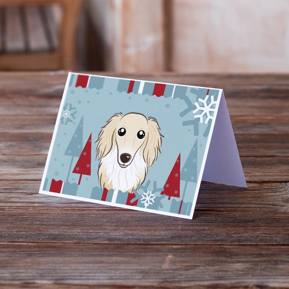 Buy this Winter Holiday Longhair Creme Dachshund Greeting Cards and Envelopes Pack of 8