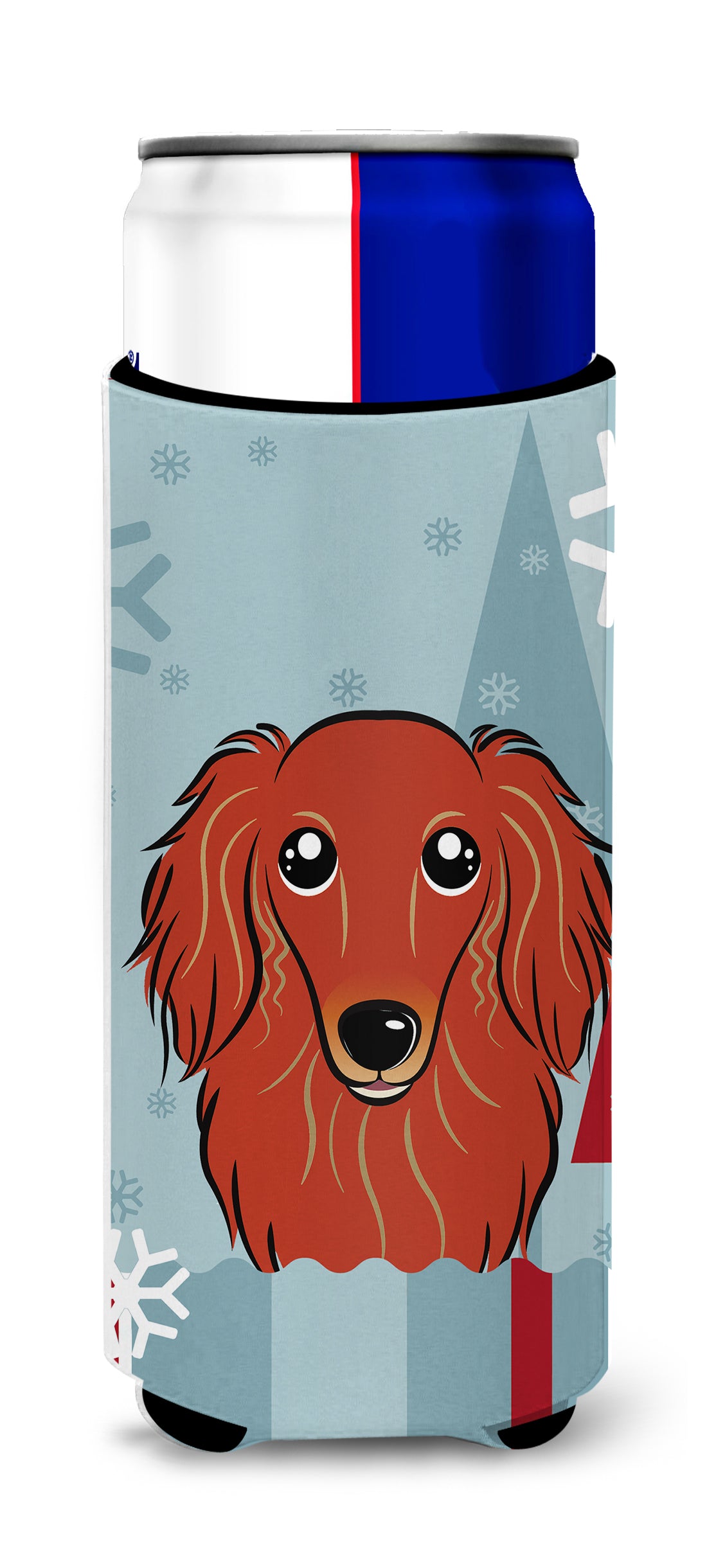 Winter Holiday Longhair Red Dachshund Ultra Beverage Insulators for slim cans BB1710MUK  the-store.com.