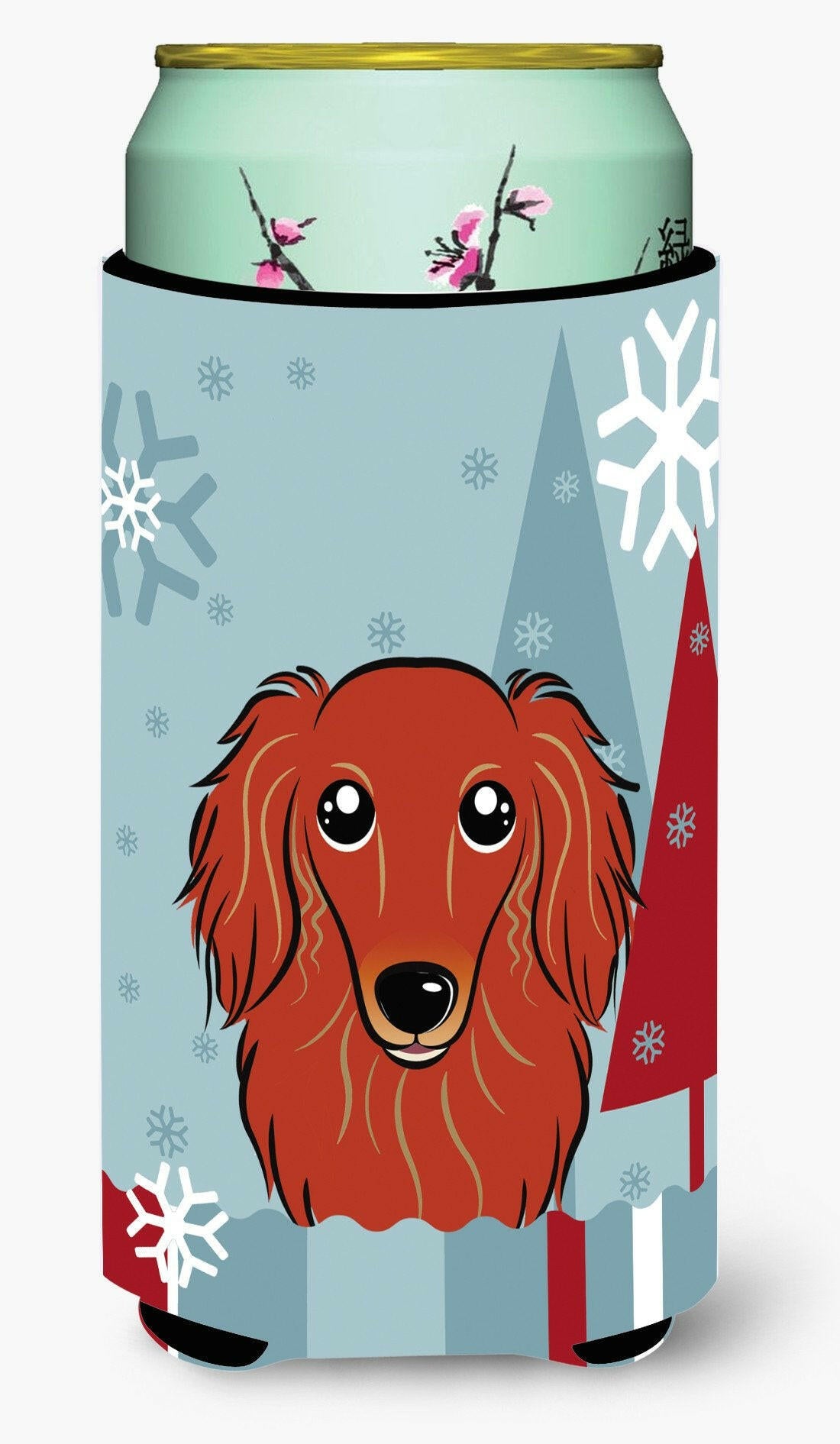 Winter Holiday Longhair Red Dachshund Tall Boy Beverage Insulator Hugger BB1710TBC by Caroline&#39;s Treasures