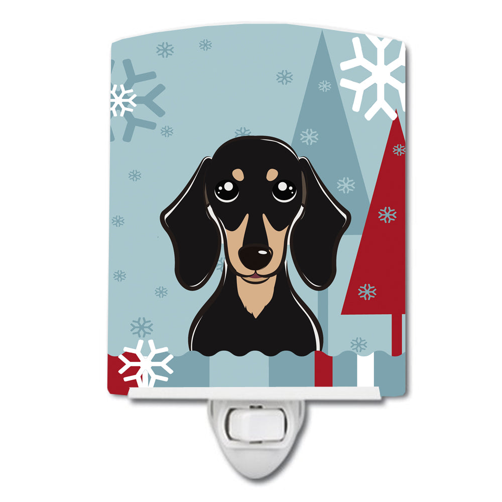 Winter Holiday Smooth Black and Tan Dachshund Ceramic Night Light BB1711CNL - the-store.com