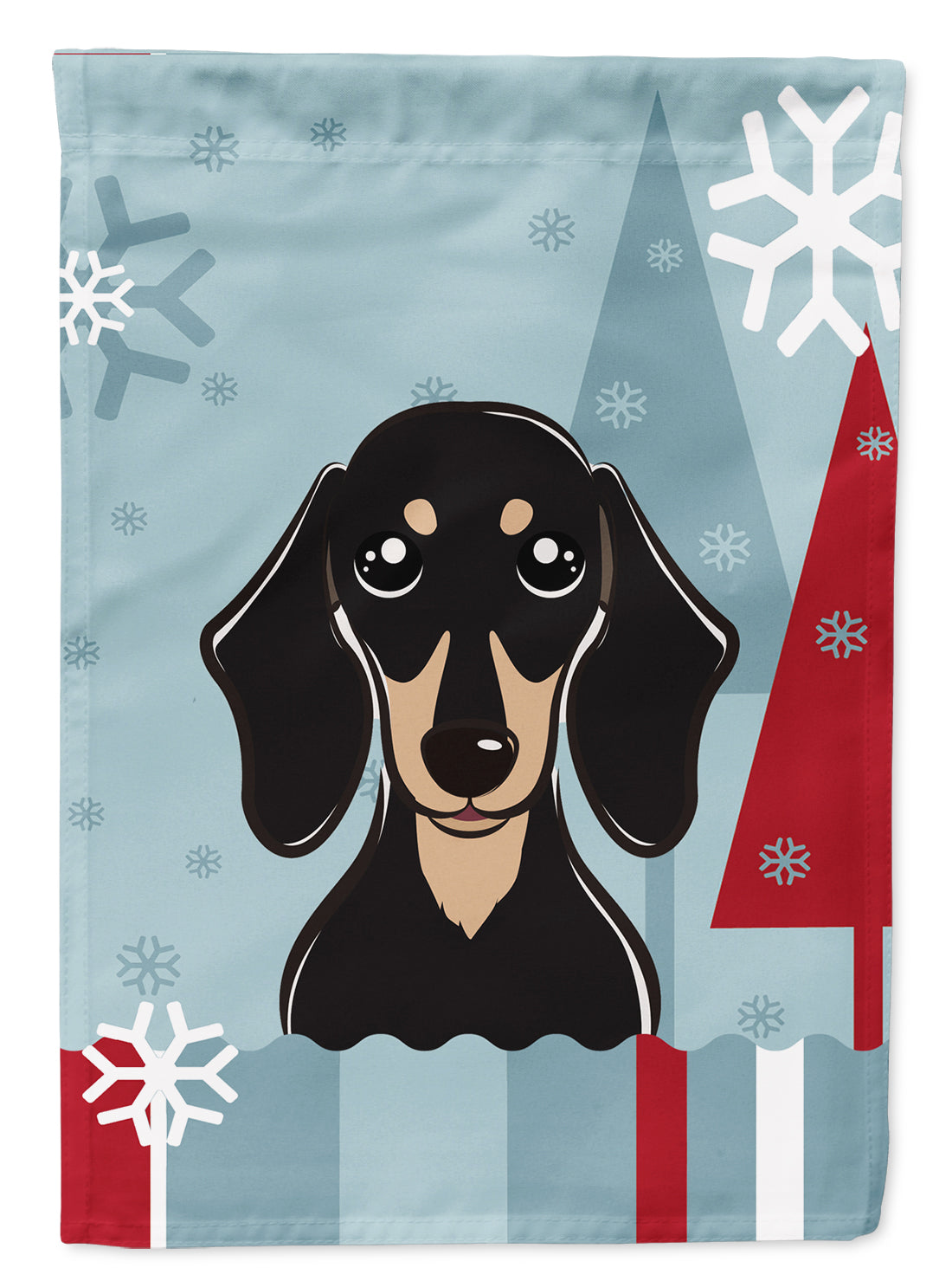 Winter Holiday Smooth Black and Tan Dachshund Flag Garden Size BB1711GF.