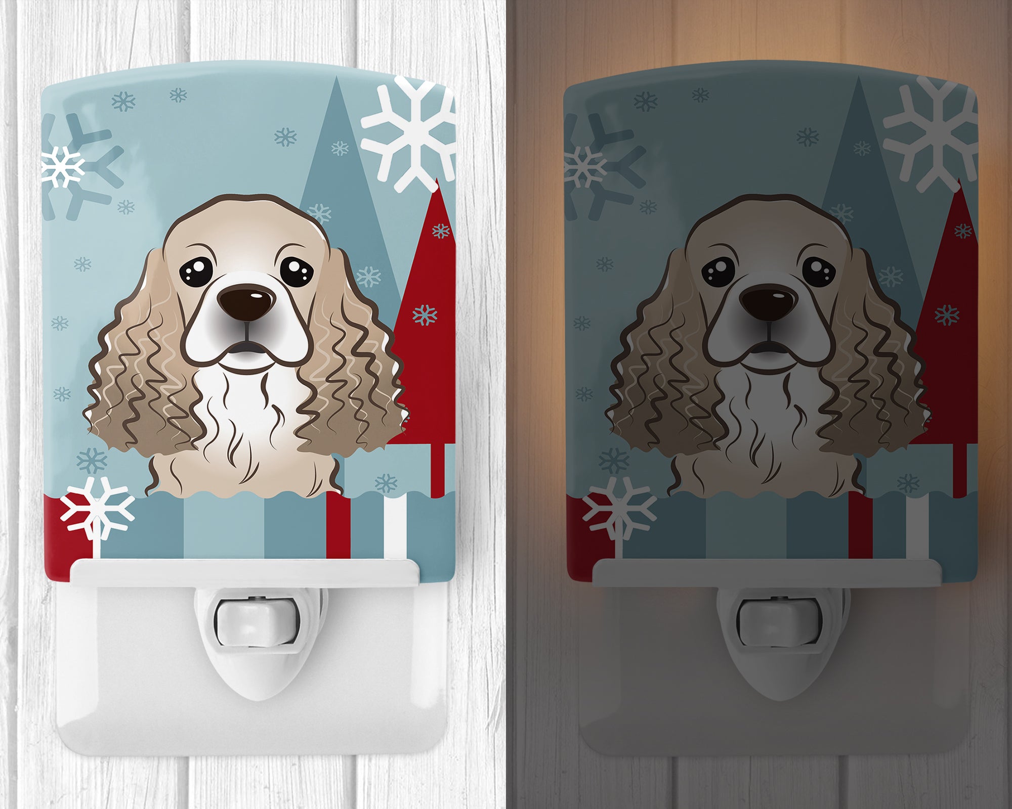 Winter Holiday Cocker Spaniel Ceramic Night Light BB1712CNL - the-store.com