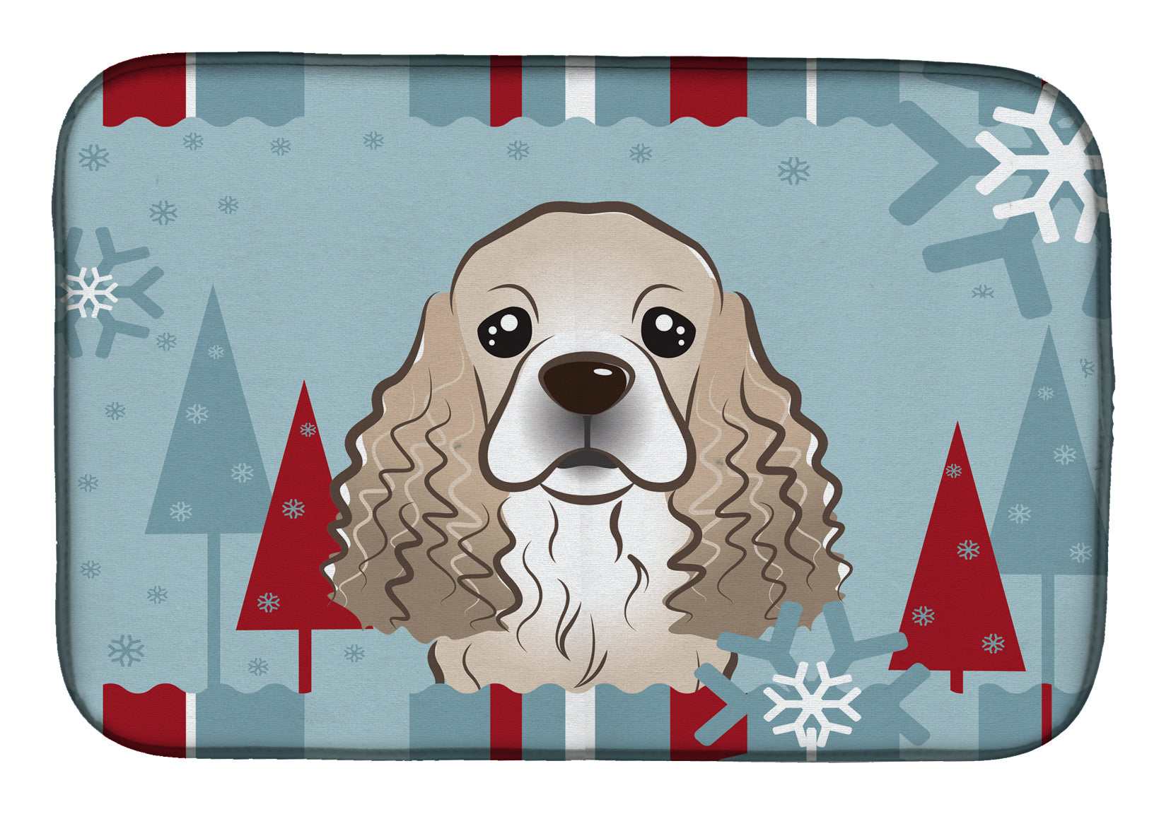 Winter Holiday Cocker Spaniel Dish Drying Mat BB1712DDM  the-store.com.