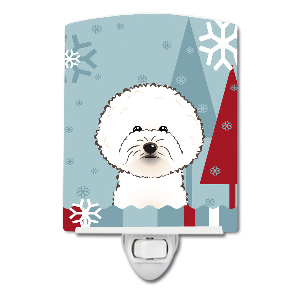 Winter Holiday Bichon Frise Ceramic Night Light BB1713CNL - the-store.com