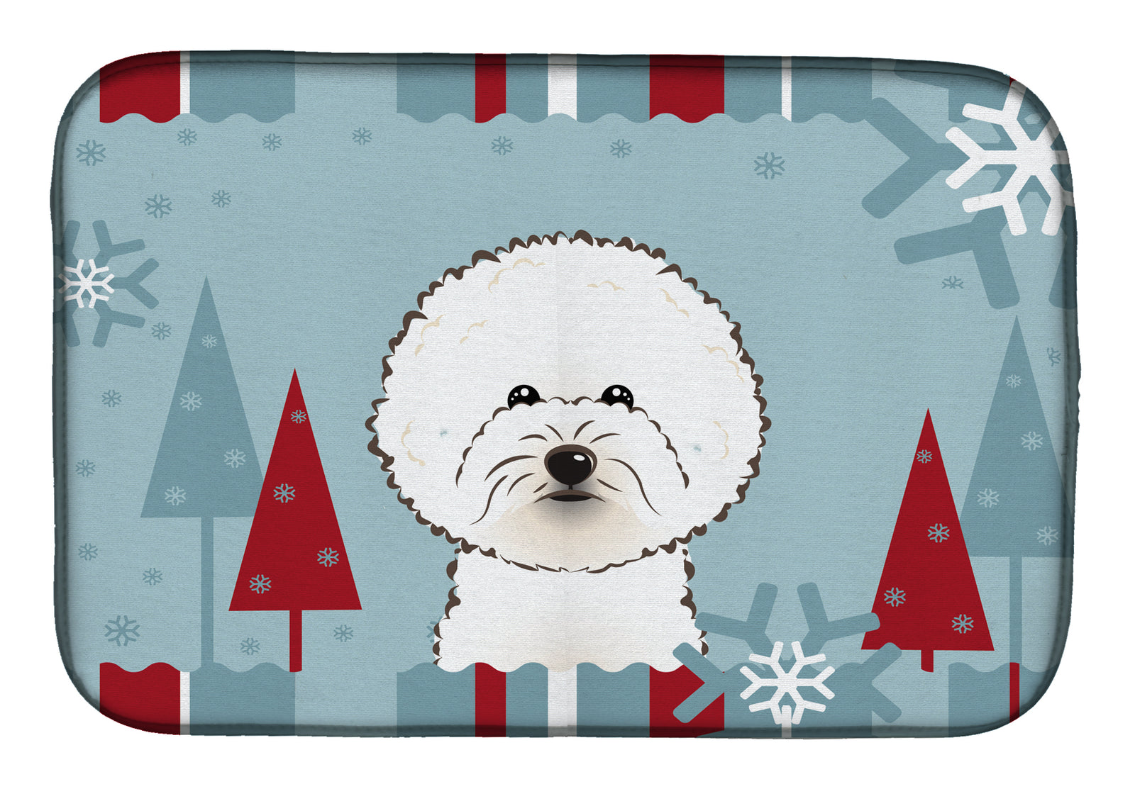 Winter Holiday Bichon Frise Dish Drying Mat BB1713DDM  the-store.com.