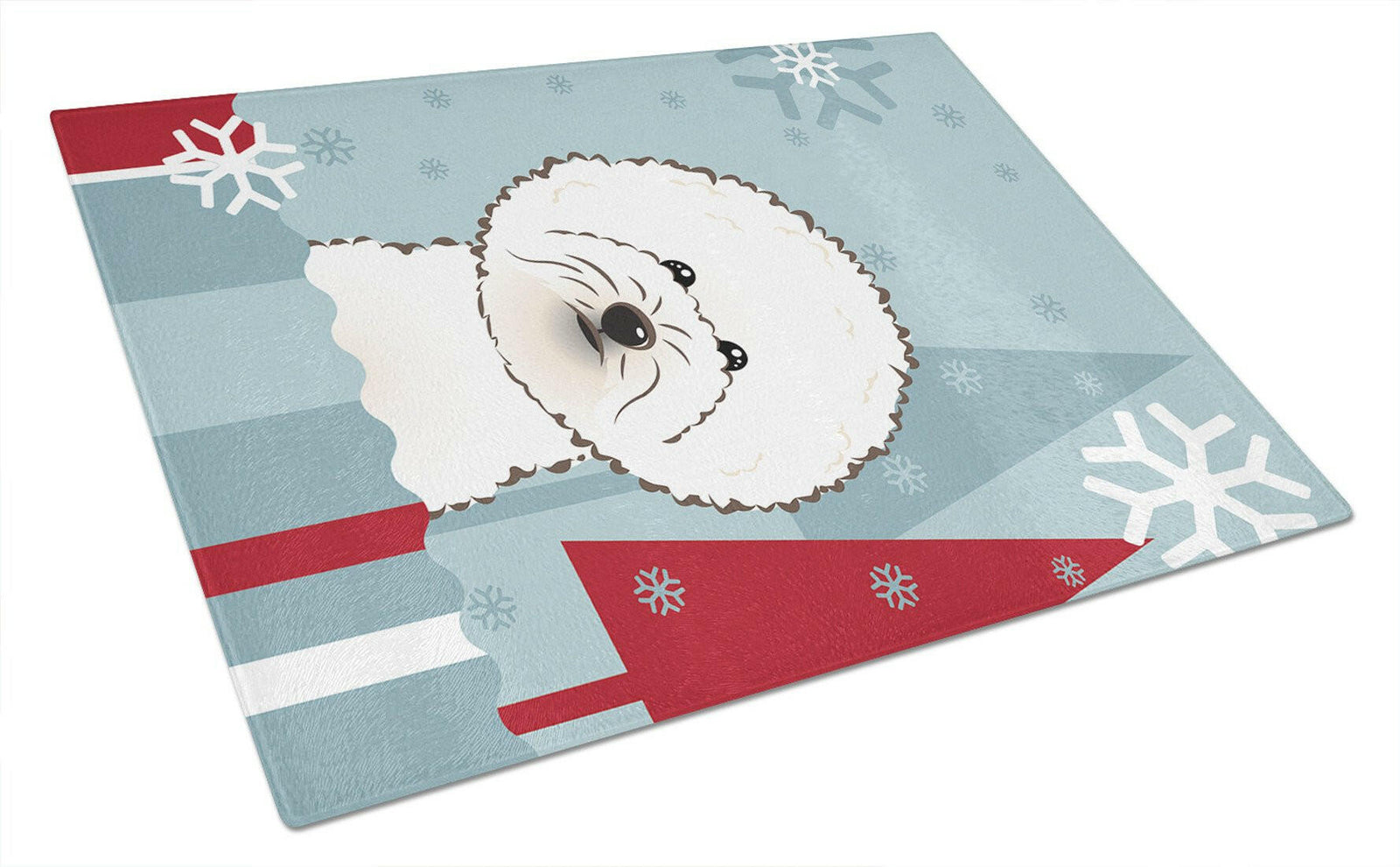 Winter Holiday Bichon Frise Glass Cutting Board Large BB1713LCB by Caroline's Treasures