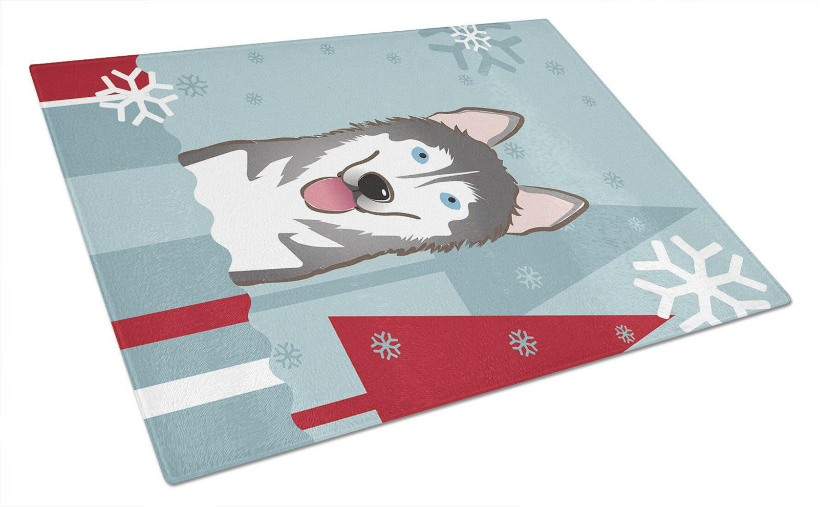 Winter Holiday Alaskan Malamute Glass Cutting Board Large BB1714LCB by Caroline's Treasures