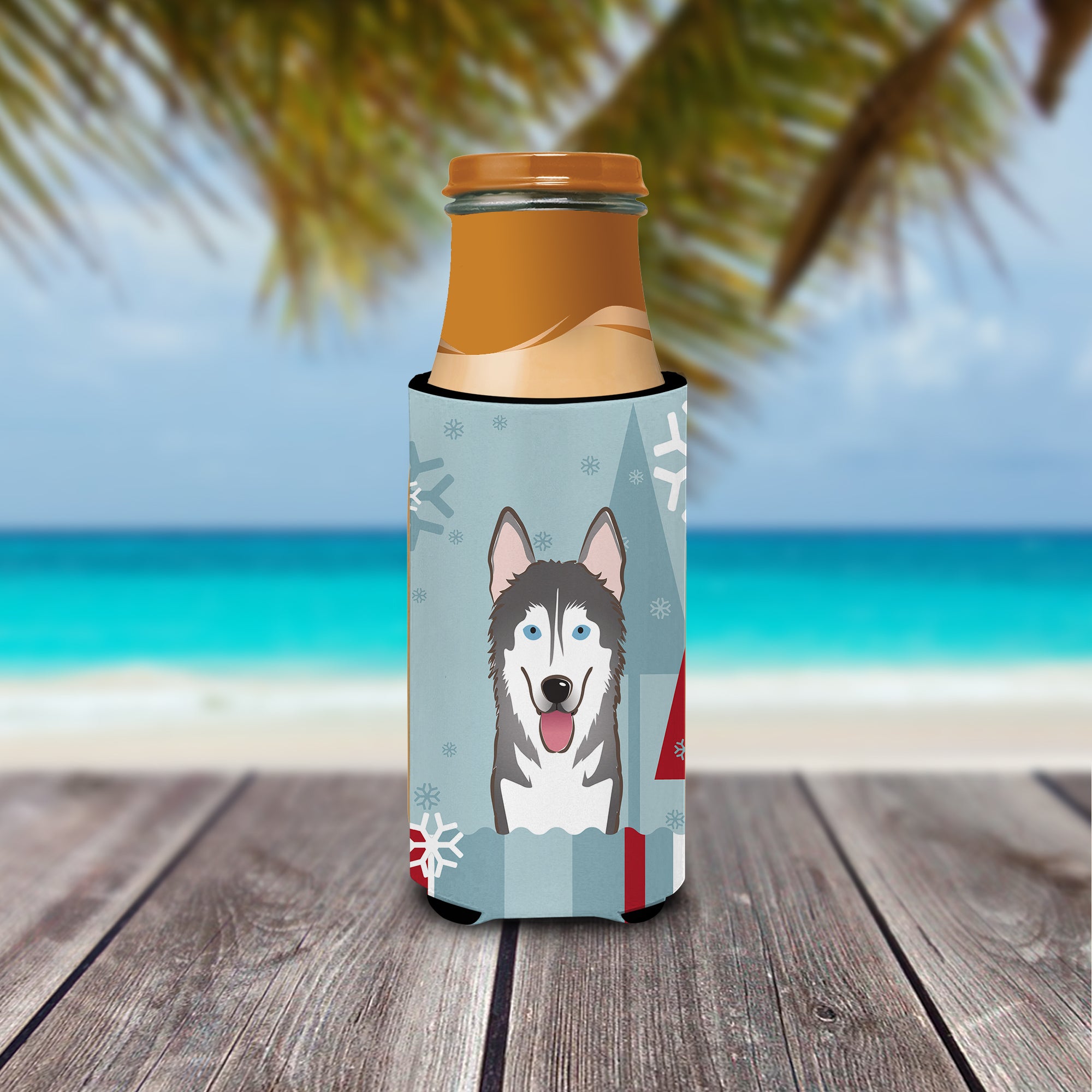 Winter Holiday Alaskan Malamute Ultra Beverage Insulators for slim cans BB1714MUK  the-store.com.